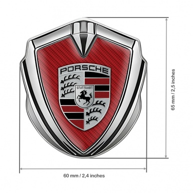 Porsche Metal Emblem Self Adhesive Silver Red Carbon Classic Color Logo