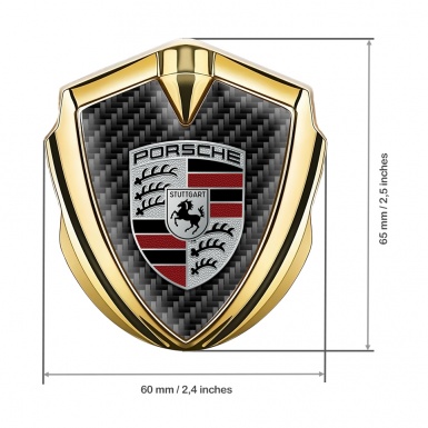 Porsche 3D Car Metal Domed Emblem Gold Black Carbon Classic Colors