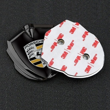 Porsche Bodyside Badge Self Adhesive Graphite Black Base Yellow Elements