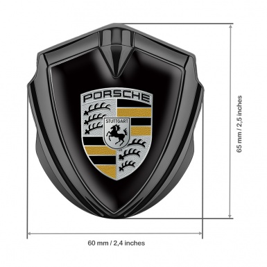 Porsche Bodyside Badge Self Adhesive Graphite Black Base Yellow Elements
