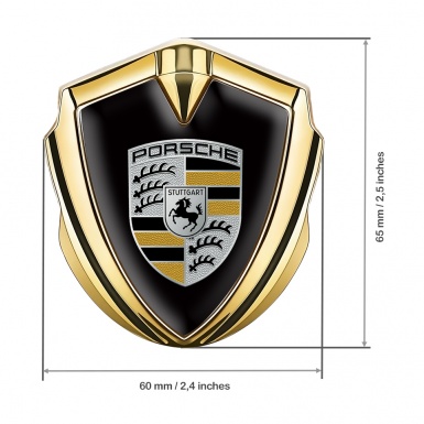 Porsche Bodyside Badge Self Adhesive Gold Black Base Yellow Elements