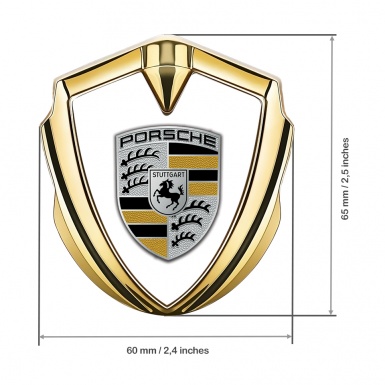 Porsche Tuning Emblem Self Adhesive Gold White Base Yellow Elements