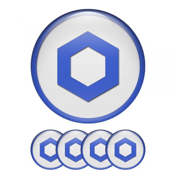 Chainlink Link Crypto Currencies Silicone Stickers White Navy Logo
