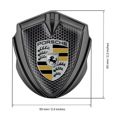 Porsche Fender Metal Domed Emblem Graphite Dark Grate Color Elements
