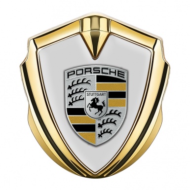 Porsche Trunk Metal Emblem Badge Gold Timberwolf Base Color Motif