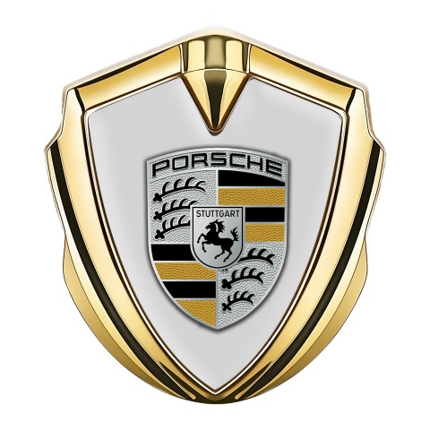 Porsche Trunk Metal Emblem Badge Gold Timberwolf Base Color Motif