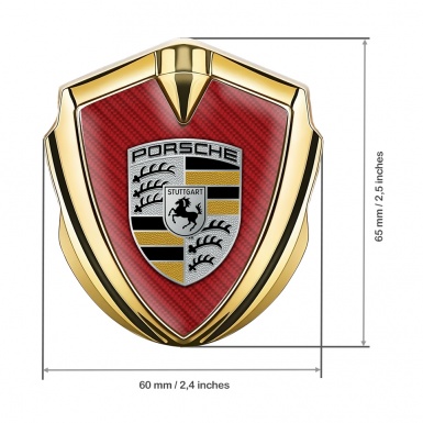 Porsche Bodyside Domed Emblem Gold Red Carbon Black Yellow Motif