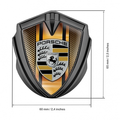 Porsche Fender Emblem Badge Graphite Amber Color Plate Yellow Elements