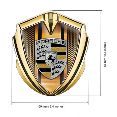 Porsche Fender Emblem Badge Gold Amber Color Plate Yellow Elements