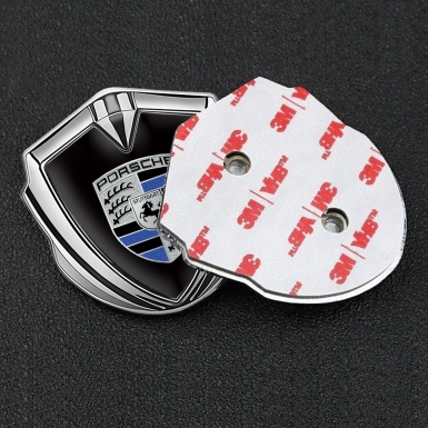 Porsche Bodyside Badge Self Adhesive Silver Black Base Blue Logo Motif