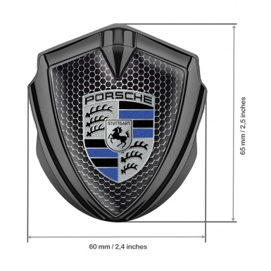 Porsche Bodyside Domed Emblem Graphite Dark Mesh Navy Blue Logo Design