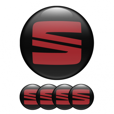 Seat Silicone Stickers Center Hub Black and Red Logo