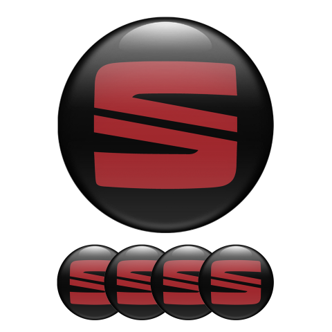 Seat Silicone Stickers Center Hub Black and Red Logo