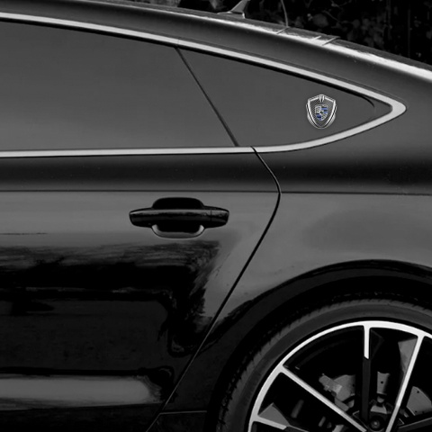 Porsche Bodyside Domed Emblem Silver Light Carbon Blue Elements Edition
