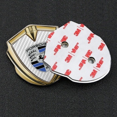 Porsche Tuning Emblem Self Adhesive Gold White Carbon Blue Details