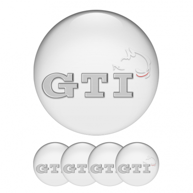 VW GTI Volkswagen Domed Stickers Wheel Center Cap White