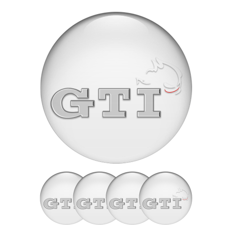 VW GTI Volkswagen Domed Stickers Wheel Center Cap White