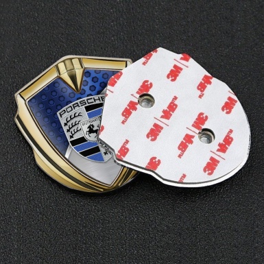 Porsche Bodyside Domed Emblem Gold Zodiac Blue Half Metal Plate Design