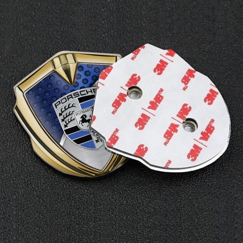 Porsche Bodyside Domed Emblem Gold Zodiac Blue Half Metal Plate Design