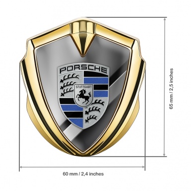 Porsche Bodyside Badge Self Adhesive Silver Horizontal Plates Blue Elements