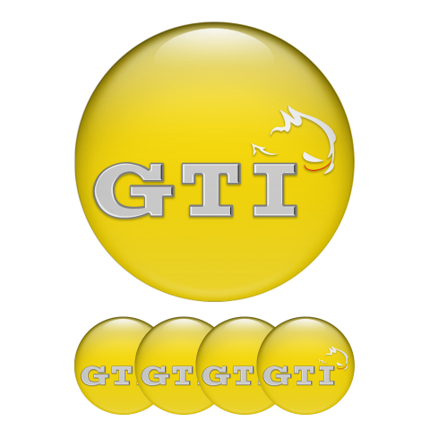 VW GTI Volkswagen Center Hub Dome Stickers Yellow