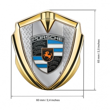 Porsche Self Adhesive Bodyside Emblem Gold Industrial Plate Blue Elements