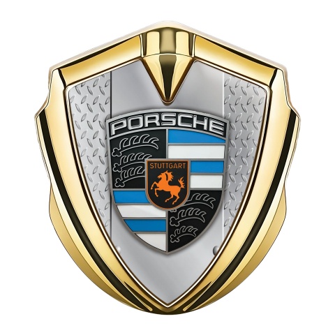 Porsche Self Adhesive Bodyside Emblem Gold Industrial Plate Blue Elements