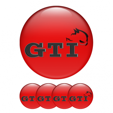 VW GTI Volkswagen Domed Stickers Wheel Center Cap Red