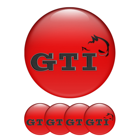 VW GTI Volkswagen Domed Stickers Wheel Center Cap Red