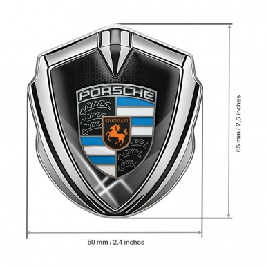 Porsche Tuning Emblem Self Adhesive Silver Light Hex Blue Elements Crest