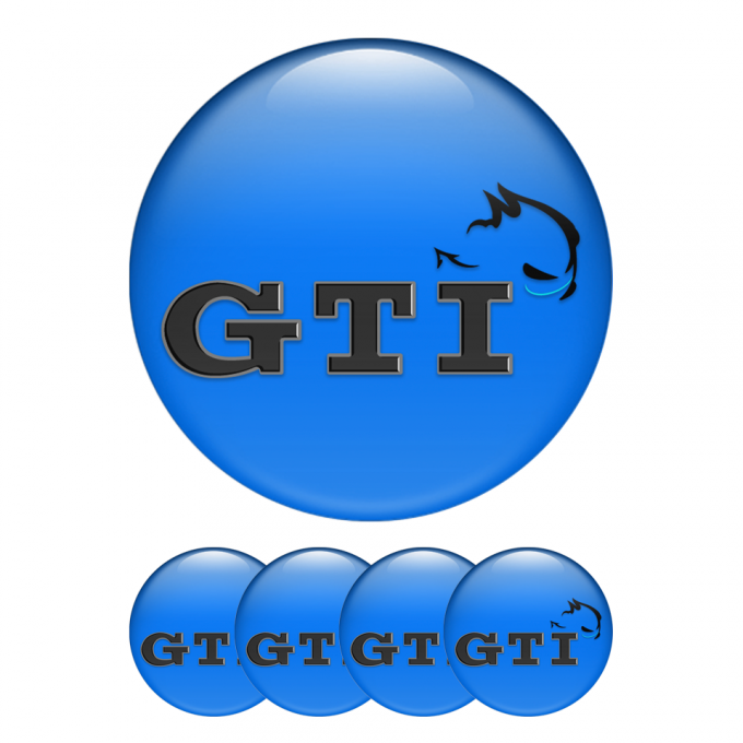 VW GTI Wheel Center Caps Emblem 3D Blue Black Logo