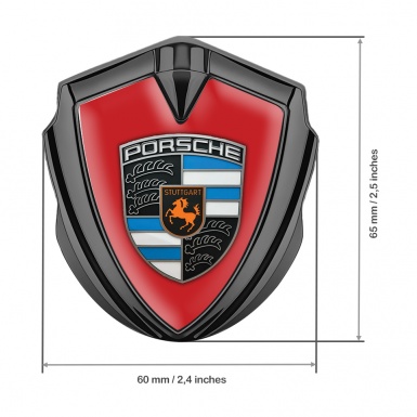 Porsche Tuning Emblem Self Adhesive Graphite Red Base Blue Elements