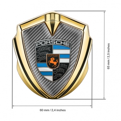 Porsche Bodyside Domed Emblem Gold Light Carbon Electric Blue Edition