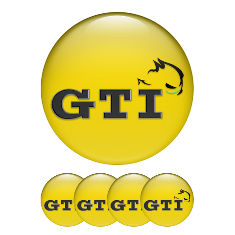 VW GTI Volkswagen Center Hub Dome Stickers Yellow Black Logo