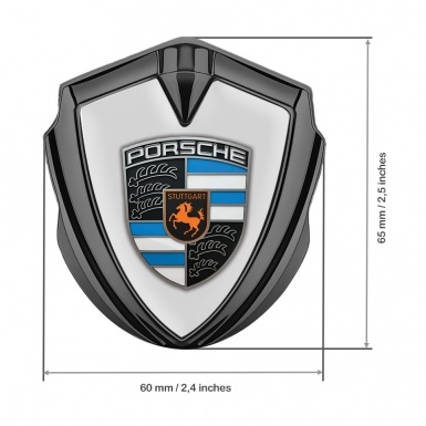 Porsche Metal Emblem Self Adhesive Graphite Pastel Grey Blue Fragments