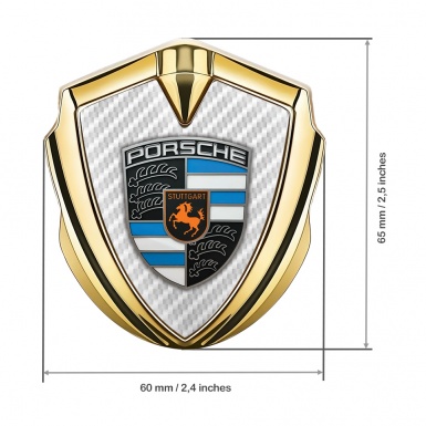 Porsche 3D Car Metal Domed Emblem Gold White Carbon Blue Parts
