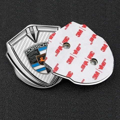 Porsche 3D Car Metal Domed Emblem Silver White Carbon Blue Parts