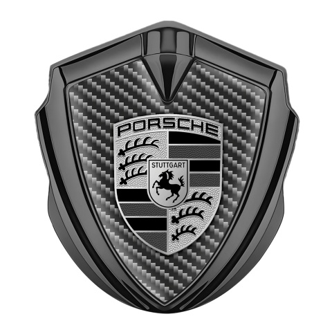 Porsche Tuning Emblem Self Adhesive Graphite Dark Carbon Greyscale Crest