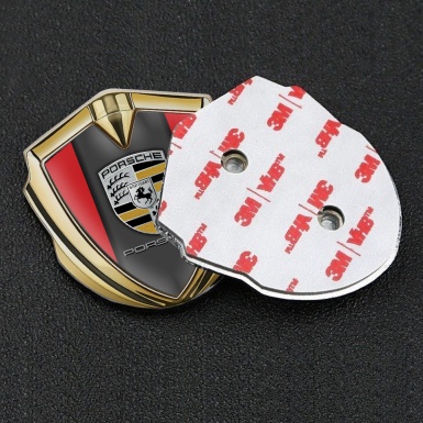 Porsche Self Adhesive Bodyside Emblem Gold Red Base Copper Color
