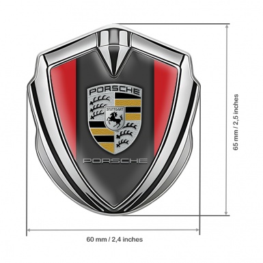 Porsche Self Adhesive Bodyside Emblem Silver Red Base Copper Color