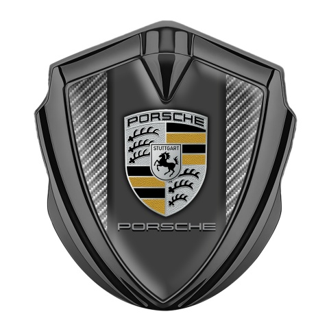 Porsche 3D Car Metal Domed Emblem Graphite Light Carbon Sandy Motif