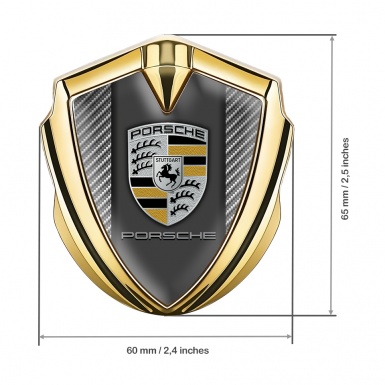 Porsche 3D Car Metal Domed Emblem Gold Light Carbon Sandy Motif