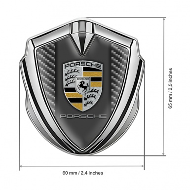 Porsche Tuning Emblem Self Adhesive Silver Light Carbon Dark Pilon Design