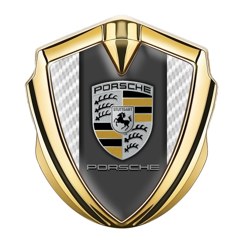 Porsche Trunk Metal Emblem Badge Gold White Carbon Silver Crest Design