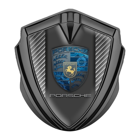 Porsche Self Adhesive Bodyside Emblem Graphite Light Carbon Blue Cogwheels