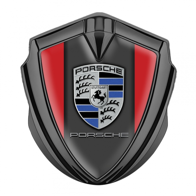 Porsche Bodyside Badge Self Adhesive Graphite Red Base Blue Elements Motif