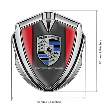 Porsche Bodyside Badge Self Adhesive Silver Red Base Blue Elements Motif
