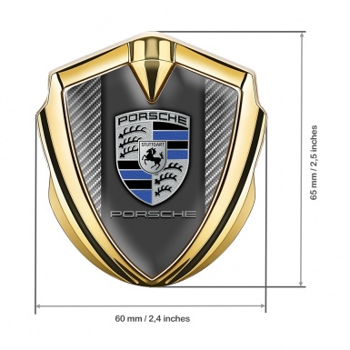 Porsche Tuning Emblem Self Adhesive Gold Light Carbon Blue Segments Design