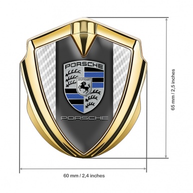 Porsche Trunk Metal Emblem Badge Gold White Carbon Blue Crest Elements