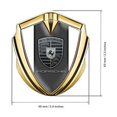 Porsche Metal Emblem Self Adhesive Gold White Pearl Monochrome Crest